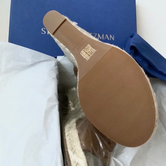 STUART WEITZMAN Marabella Basket Brown Suede Espadrille Wedges Mules Sandals 9 - Picture 7 of 8